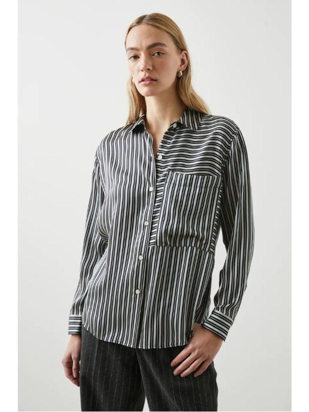 Rails Spencer 100% Silk Button Down Shirt Aspen Stripe size XL